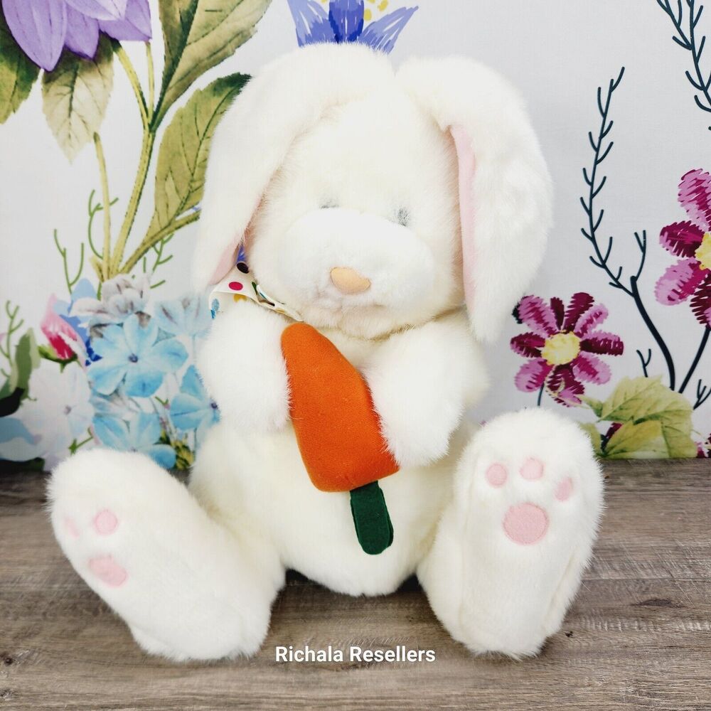Gund White Easter Bunny Plush 17" Carrot Polka Dot Bow Stuffed Animals